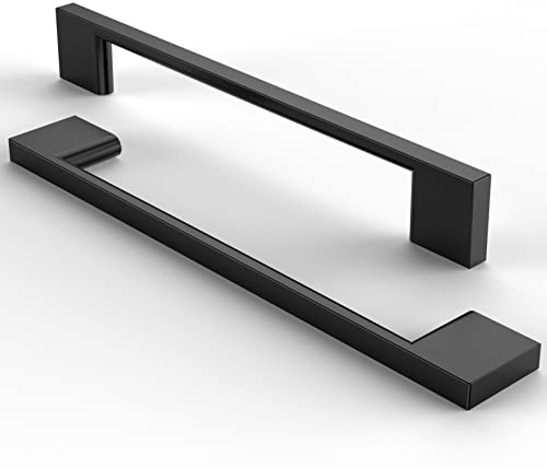 Furniware 5 Stück Möbelgriffe Schrankgriffe Küchengriffe Griffe Schwarz Schubladengriffe 160mm lochabstand -Matt Schwarz Edelstahl Gebürstet