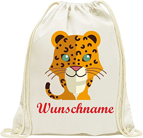 INDIGOS UG - Turnbeutel Mädchen - Beutel - 084 - Tiger - Bedruckt mit Wunschname - Wunschtext - Rucksack Kinder - Wäschebeutel - Schule Kita - Kindergarten personalisierte Geschenke