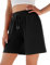 Jezonga Shorts Damen Sporthose Kurz Sport Shorts Jogginghose Sommer mit Taschen Sportshorts Hohe Taille Trainingshose Kurze Short High Waist Elastischer Bund zum Fitness Running Gym Schwarz L