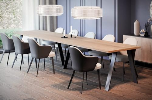 Endo-Moebel XXL Esstisch Lungo 130 cm - 405 cm erweiterbar Küchentisch bis 12 Personen Matt (Natur Eiche)