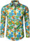 JOGAL Mens Regular fit Floral Dress Shirt Long Sleeve Printed Casual Button Down Shirts Yellow Daisy XX-Large