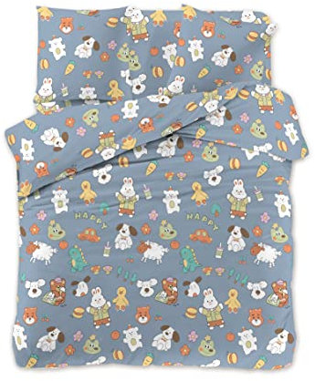 FEBE Bettwäsche Stofftiere Bettbezug-Set 135x200 + Kissenbezug 2 Teilig mit Reißveschluss