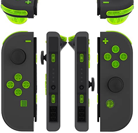 eXtremeRate Ersatz Tasten für Nintendo Switch Joycon, DIY-Full Knöpfe D-Pad/ABXY/+-/SL SR Trigger Bumper Buttons Kit für Switch OLED Joycon(Transparent Lindgrün)-KEIN Joy Con