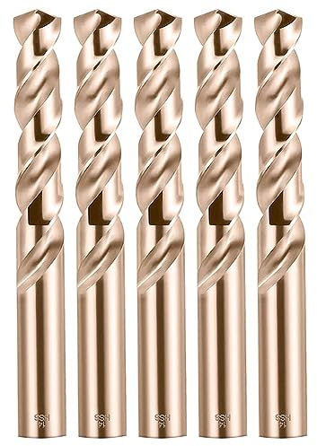 Cobalt Drill Bit Set 14mm - 5pcs, M35 Twist Drill Bits Straight Shank, 14mm High Speed Steel Drill Bits for Drilling in Hard Metal, Stainless Steel, Cast Iron