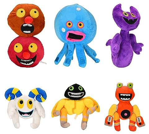 wiztex My Singing Monsters Kuscheltier - Gestickte Augen Gaming Plüschtier - Wiederverwendbar Rain Bow Friends - Wubbox Sonick Kuscheltier (WUBBOX 6 Stück)