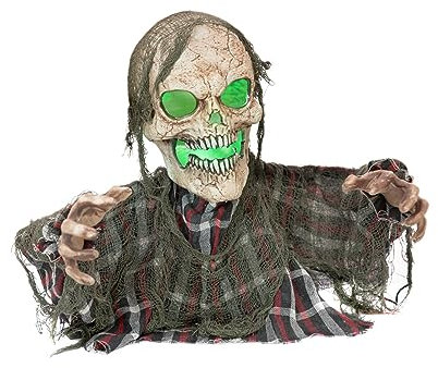 EUROPALMS 83316131 Halloween Animierte Zombiefigur mit Licht-und Soundeffekt (Batterie-& USB-Betrieb), Bunt, 45 cm hoch