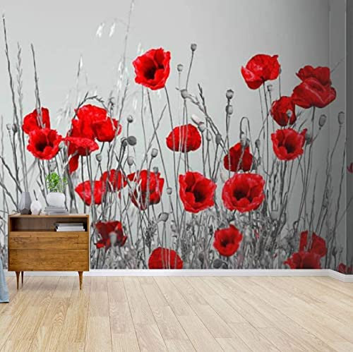 BELOKA Papier Peint Panoramique 3D Fleurs Brindilles Noir Et Blanc Papier Peint 3D Intissé Moderne Décoration Murale