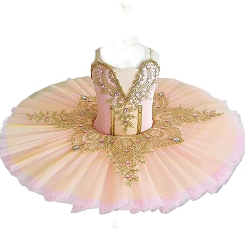 EFLALYHG Ballett-Tutu für Mädchen, Bestickt mit Pailletten, Netz-Tutu-Kleid, Schwanensee, Ballerina, Performance, Tanzbekleidung, Party, Wettbewerb, Kostüm,A8,110