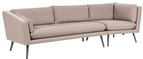 Beliani Modulares 3-Sitzer Garten Ecksofa beige Wohnlandschaft L-Form Modern Loretello
