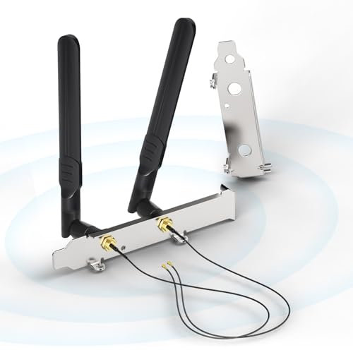 Bingfu WLAN Antenne 2,4GHz 5,8GHz 8dBi RP-SMA Steckerantenne + 25 cm M.2 NGFF auf RP-SMA-Buchse-Verlängerungskabel + PCI-Steckplatzabdeckung für M.2 NGFF Intel Wireless-Netzwerkkarte WiFi-Adapter