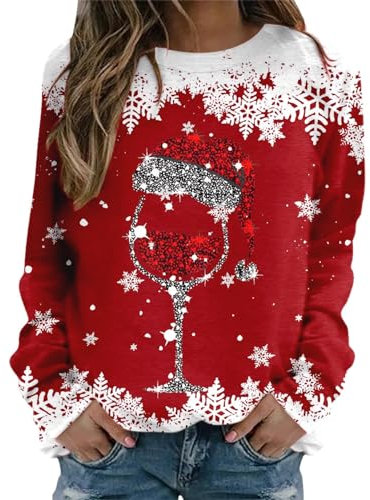 MJIQING Weihnachten Pullover Damen Christmas Ugly Sweater Pullover Damen sexy Sweatshirt mit Schalkragen Damen Pullover für Damen sexy Xmas adventskalender Pulli Damen schwarz