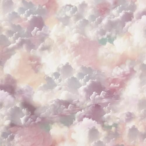 Vanilla Skies Blush Pink Wallpaper - Clouds Sky Cute Trendy Stylish - Children's Room Feature Wall