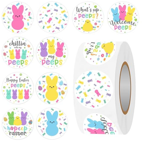 1000 Stück Osteraufkleber Sticker Ostern Frohe Ostern Aufkleber Ostereier Sticker Ostersticker Osteraufklebe Runde Aufkleber Osterhasen für Osterkarte Ostern Geschenke Osterdeko
