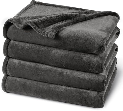 PHF Kuscheldecke Flauschig Fleecedecke 220x240cm - Oeko-Tex Weich Warm Wohndecke, Decke Blanket für Couch Sofa Bett, Tagesdecken & Kuscheldecken, Sofa überwurfdecke, Dunkelgrau