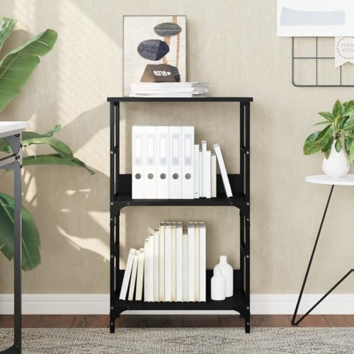 QJBSAVVA Bücherregal, Sideboard Wandregal Eckregal Stehend Kellerregal Geeignet für Flur Büro Badezimmer Wohnzimmer Schwarz 50x33x82 cm Holzwerkstoff
