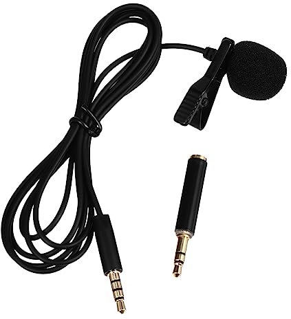 TOPPERFUN Lavalier Kondensatormikrofon: Mikrofon + Adapter, Profi-Mikrofon für Handys, Vlog Lavalier Kondensatormikrofon, Kabellänge 1,5 Meter, universell für Handy Soundkarten, Computer und Kameras