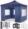ONBEST Faltpavillon – 3x3m – Großer Eingang - Wasserdicht – Pop up Gestell – Seitenwänden mit 3x3 Fenstern – Zusätzlich mit Tasche – Faltbarer Outdoor Pavillon (Blau)