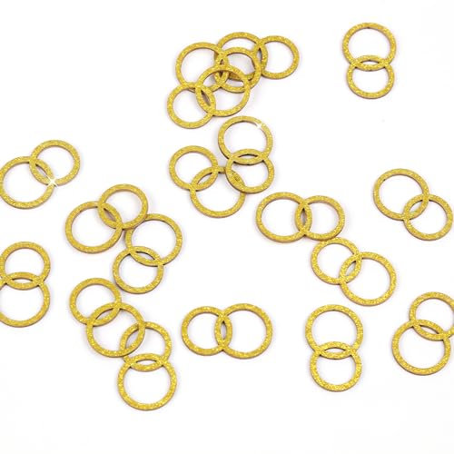 Oblique Unique® Doppel Ring Holz Glitzer Konfetti Holzdeko Tischdeko Streudeko zur Dekoration für Silber Gold Hochzeit Verlobung HEN JGA Party zum Basteln (Gold)