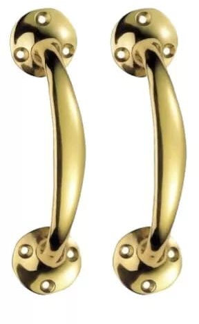 2 Set of Bow Pull Handle for Doors and Barn Doors - 152mm Polished Brass