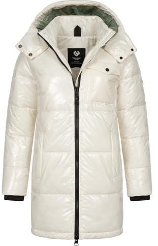 Ragwear Warmer Damen Wintermantel Shiny Steppmantel aus glänzendem Material mit Kapuze Roobie Long YOUMODO XS-3XL