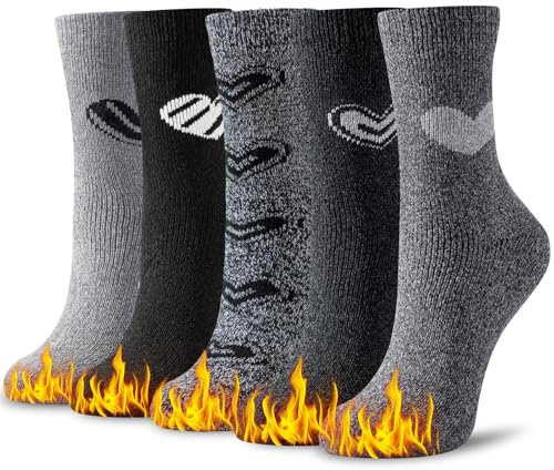 Niofind Thermosocken Damen, Wollsocken, Wintersocken, Dicke Stricksocken, Warme Socken, Bunte Gemütlich und Atmungsaktiv, 37-42, 5 Paar