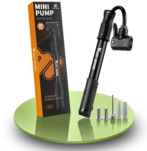 West Biking Fahrradpumpe - Luftpumpe Fahrrad für Schnelle Reifenaufblasung, Fahrradpumpe alle Ventile (Presta, Schrader), Leichte und Tragbare Fahrrad Luftpumpe, Ideal für MTB, BMX und Ballpumpen
