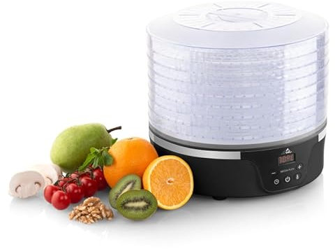 ETA Dörrautomat Secca Plus I 380 W I Temperatureinstellung 35-70 °C I 8 BPA-frei Gitter I ø 28 8 cm I LCD-Display I Digitale Steuerung I Timer I Obst, Gemüse, Pilzen, Fleisch, Fisch, Jerky, Kräuter
