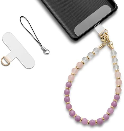 MORSUNBELA Cordon para Movil Cuerda para Movil Colgante Universal para Teléfono, Cadena para Móvil, Compatible Mayoría de los Funda - Amatista