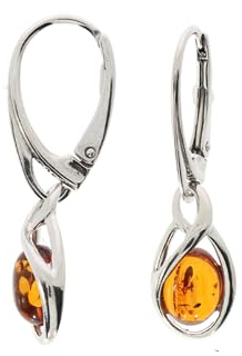 Bernstein Ohrringe von Artisana-Schmuck, moderne hängende Ohrringe aus Bernstein und 925/000 Sterling Silber rhodiniert