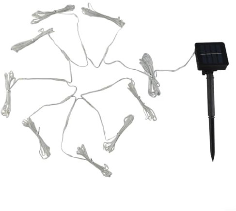 Guirlande lumineuse solaire flexible à LED pour parasols de terrasse, 8 modes d'éclairage pour une ambiance unique (blanc chaud)