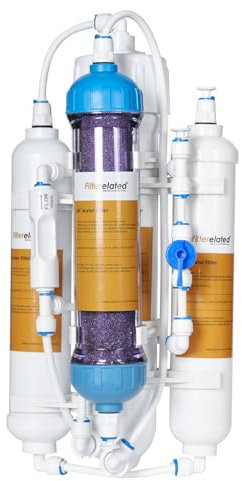 Filterelated Osmosis System Osmosis Omoseur Aquarium RO+DI filtro acqua portatile osmosi inversa per acquario con valvola di risciacquo,Filtro di colore cambiante,100GPD (4 stadi 100GPD)