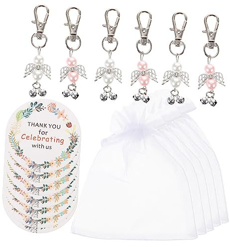 CHILDWEET 24er-set Engel-schlüsselanhänger Mit Anhängern Und Taschen Babyparty- Für Mädchen Und Jungen Taufe Party-dekorationen