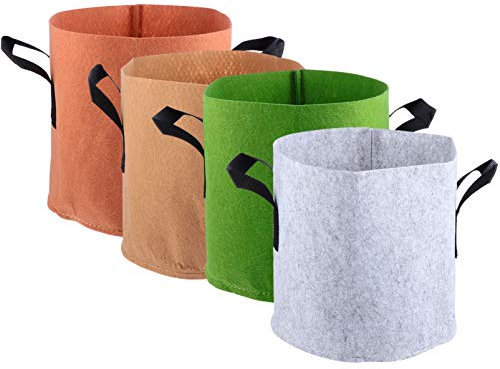 Sosoport 4 Stück 3 Gallonen Pflanztaschen Garten Gemüsetöpfe Vliesstoff Pflanzenanbautaschen Für Tomaten Kräuterwurzeln Atmungsfähig Wasserabweisend