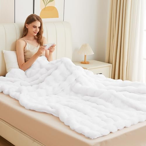 ORINOVA Couverture Doux Fausse Fourrure Moelleuse Chaude Blanc 230x230 cm Couverture Polaire Canapé Lit Confortable