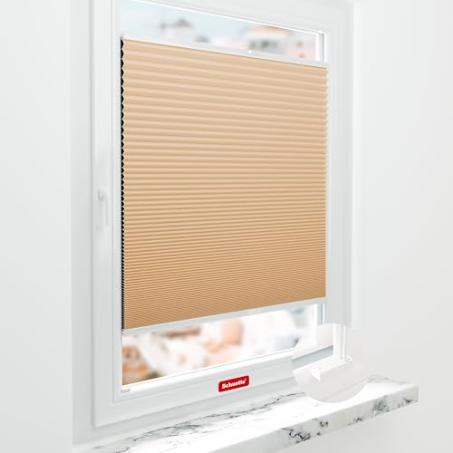 Schuette® Wabenplissee mit Bohren ● Blackout x Honey ● Honeywood (Sand) ● 120x120cm (Breite x Höhe) ● Suprafix Halterungen Mit Bohren ● Bequeme Montage