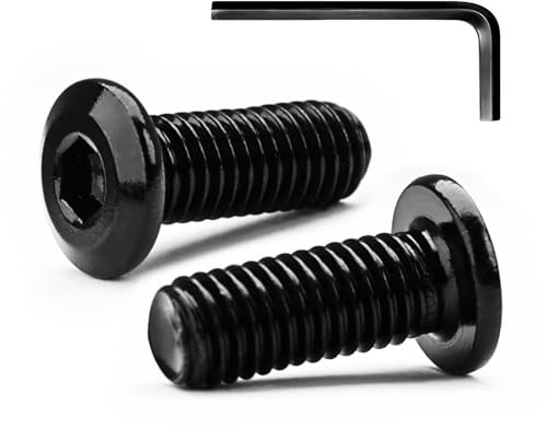 M6 x 20mm 10Pcs Tête Plate Vis D'assemblage à Six Pans Creux, Vis à Tête Plate, Acier Inoxydable A2 V2A, Boulons de Meubles, Filetage Complet, Oxyde Noir (Avec Clé Hexagonale)