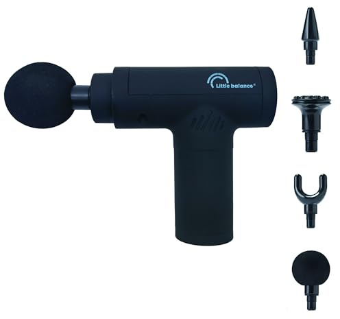LITTLE BALANCE 8787 Sport Relax, Massagepistole, Elektrisches Tiefengewebemassagegerät, 4 austauschbare Massageköpfe, 6 Geschwindigkeiten, Entspannung, Selbstmassage, Schwarz