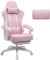 GTPLAYER Gaming Stuhl Stoff, Gaming Sessel mit Taschenfederkissen, ergonomischer Drehstuhl, Gamer Stuhl mit Fußstütze150 kg Belastbarkeit, pink-weiß