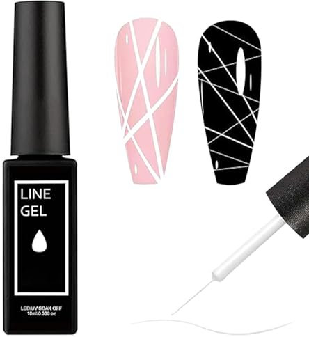 Gel Nail Polish Basic Color Liner with Thin Brush for French Tip Nail Art Soak Off LED Safe Formula High Pigment Lasts 21 Days DIY Salon