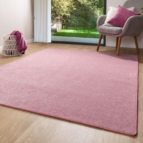 Steffensmeier Kurzflor Teppich Ibiza | Wohnzimmerteppich | Stilvoll | Pflegeleicht | Jugendteppich | Rosa, Größe: 200x250 cm