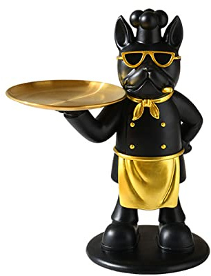 SDGBCXD Key Tray, Cool Bulldog Key Bowl, Table Decoration, Jewelry Storage Box Key Bowl, Resin,Red A(Black a)