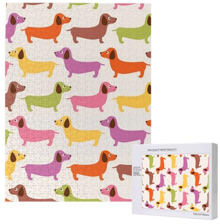 Dackel Dackel Dackel Süßer Hund,500 Teile Holzpuzzle Familienspiel Puzzles für Erwachsene und Jugendliche