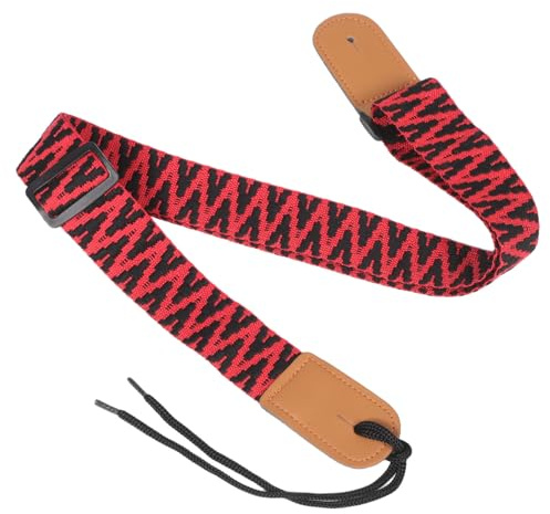 Vintage Ukulelengurt aus Geflochtenem Nylon für Kinder und Erwachsene | Verstellbar, Ergonomisches Schulterband, Universell für Akustische und Elektrische Instrumente, Rot