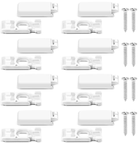 Plissee Spannschuhe, 8 PCS Universal Plissee Ersatzteile Set mit Halterung Klemmträger und Spannschuhen zum Bohren oder Kleben für Fenster Plissees ohne Bohren, Weiß, Kunststoff