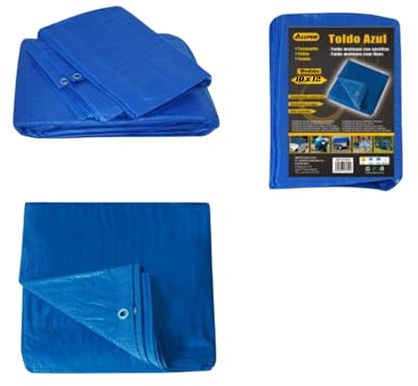 Lona Impermeable de Exterior de Polietileno Reforzado | Cubierta Resistente con Ojales Metálicos para Enganche | Protección contra Lluvia, Sol, Viento y Polvo| Color Azul | Medidas 10 m x 12 m