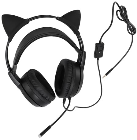 BONKZEBU Rauschunterdrückung, Stereo, Süßes Gaming-Headset, Over-Ear-Kopfhörer mit Mikrofon, 40-mm-Premium-Lautsprecher für, PC, Telefon, Verstellbarer Kopfbügel für (Schwarz)