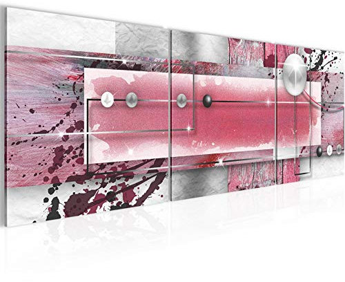 Runa Art - Peinture Abstrait 120 x 40 cm Tableau en Toile non Tissée Gris Rose Blanc En plusieurs Parties Moderne Decoration Murale 107833b
