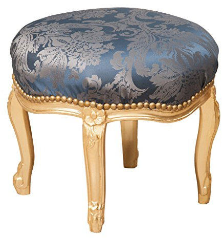 Biscottini Banc repose-pieds style Français Louis XVI en bois de hêtre massif L47 x PR47 x H42 cm