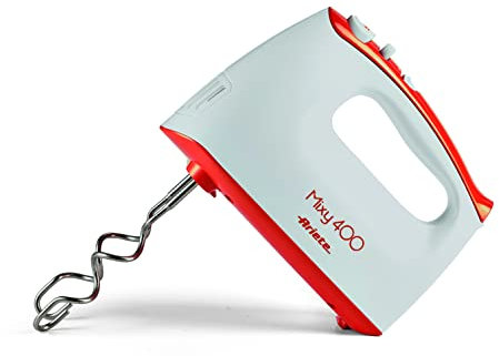 Ariete 1543 Mixy 400 - Sbattitore Elettrico per montare e impastare - 2 Set di Fruste Acciaio Inox - 5 velocità e Turbo - 400 Watt - Bianco e Arancio
