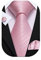 Barry.Wang Juego de corbatas lisas para hombre, pañuelo y gemelos, color liso, para bodas, negocios, Raya Rosada, Taille unique